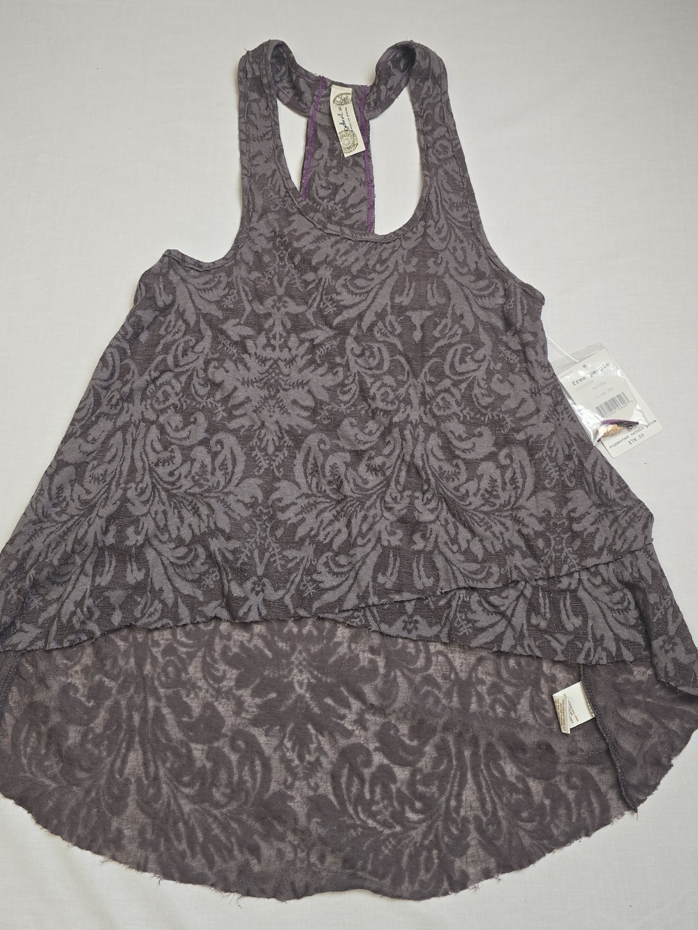 Free People Purple Patterned Racerback Tank
